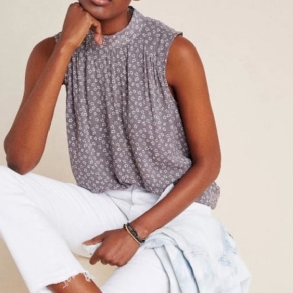Anthropologie Cloth and stone Floral Sleeveless Women's Top - Gray small - Picture 6 of 6